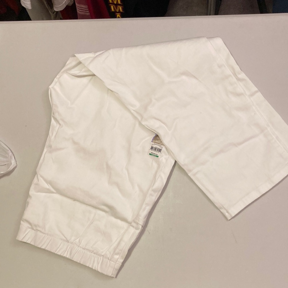 WHITE STAG XXL/20 P Wm WHITE SUMMER COTTON TROUSERS Elastic Waist 2 Pckt